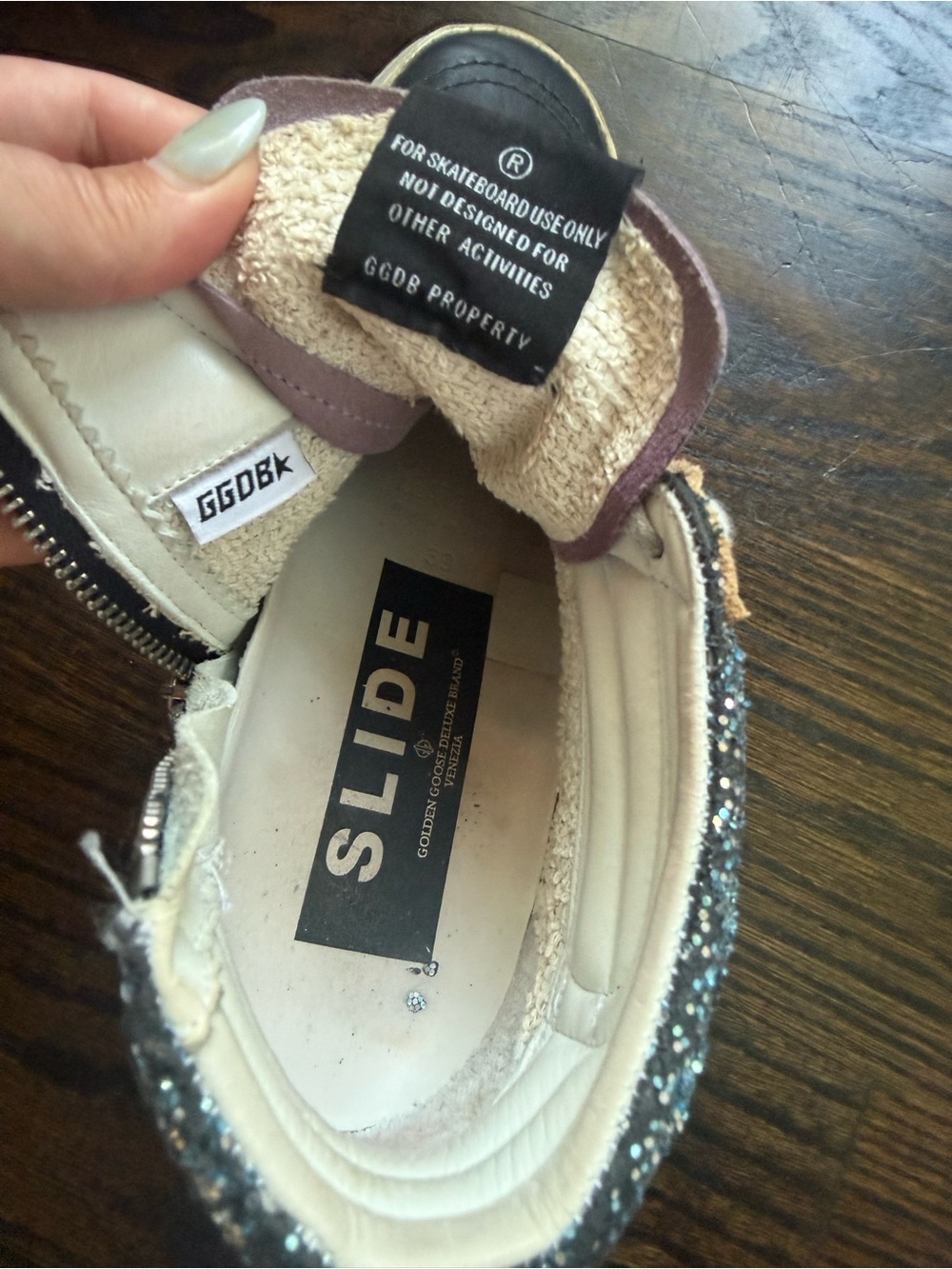 Golden Goose Silver, Black & Lilac High-Top Sneakers - Picture 3 of 4